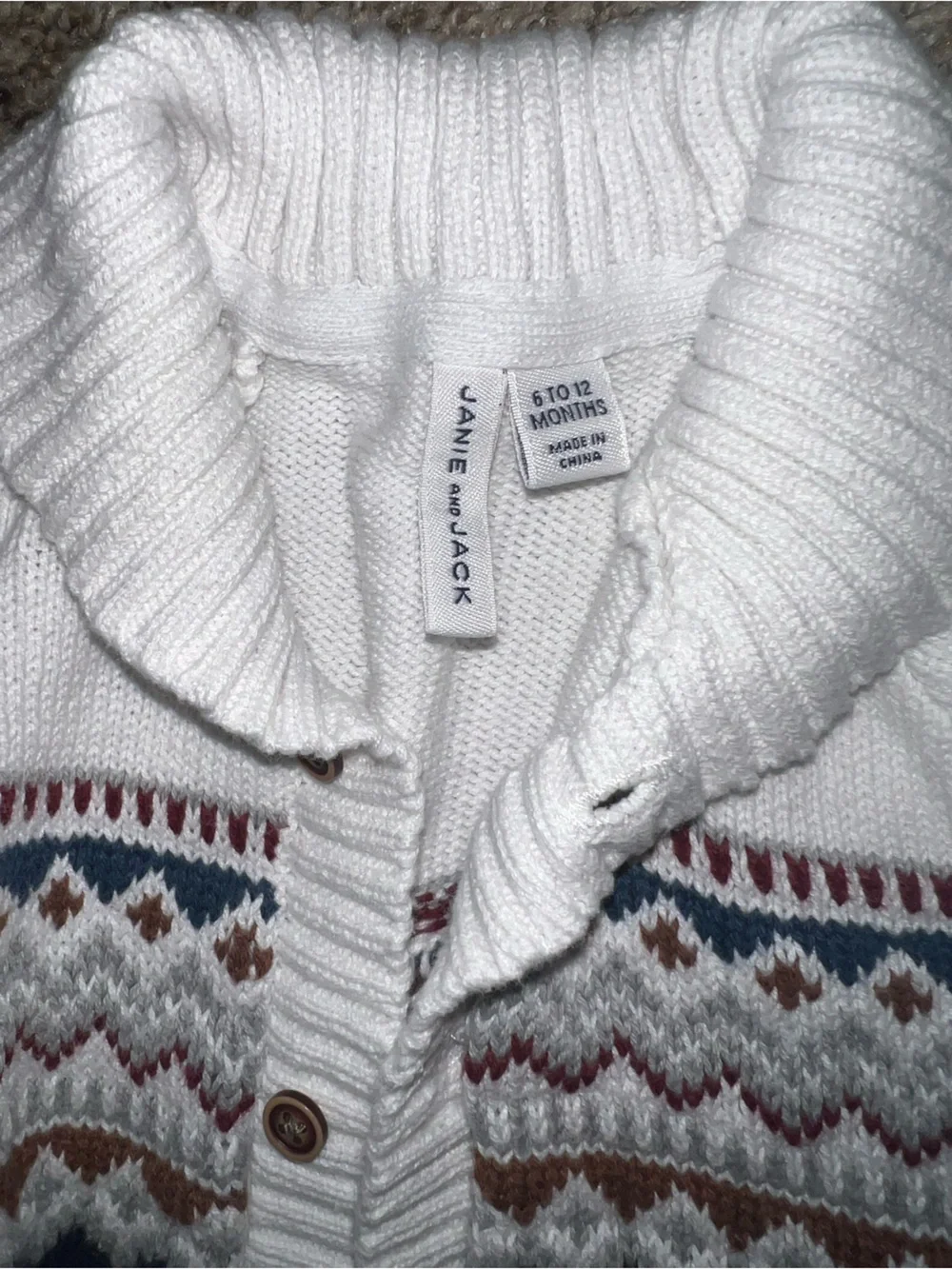 Janie and Jack Navy, Cream & Brown Fair Isle Cardigan Set